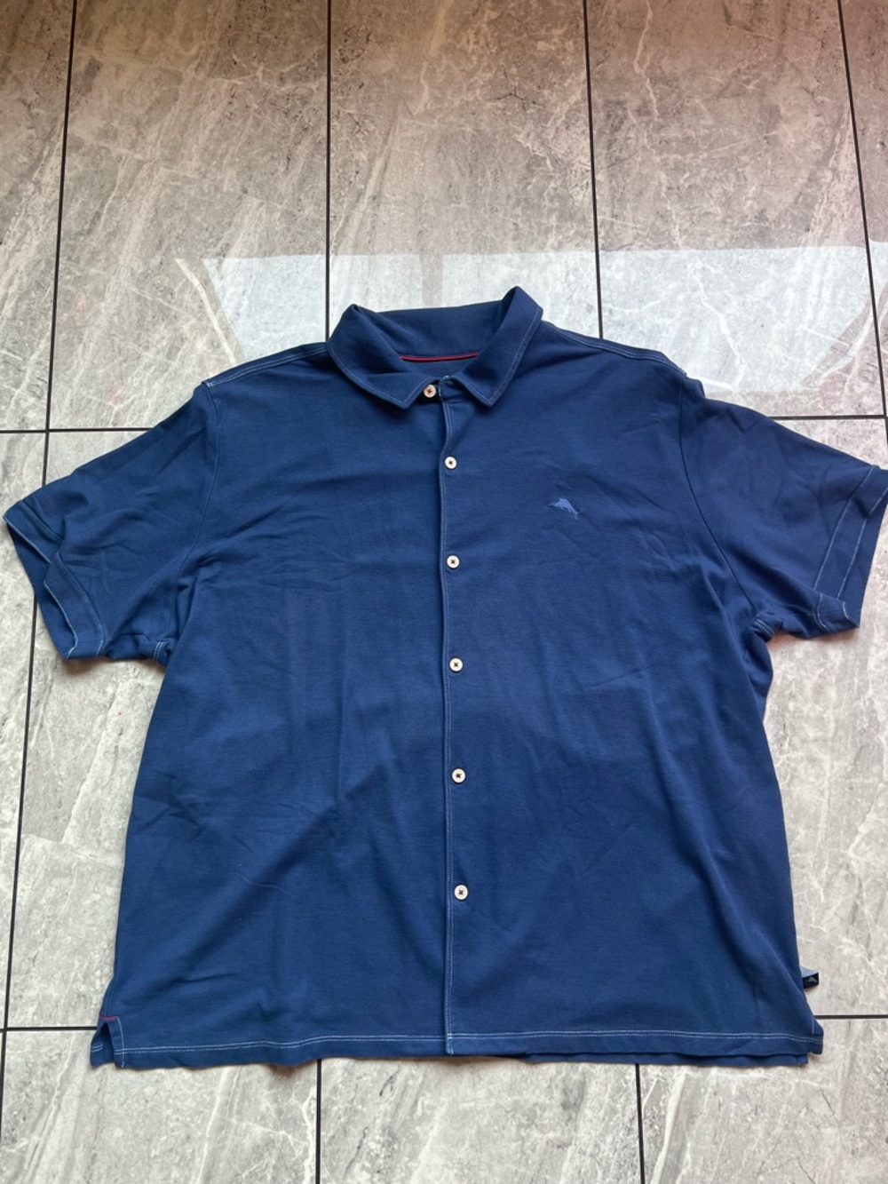 Tommy Bahama IslandZone Men’s Navy Pique Performance Embroidered ButtonUP 3XL